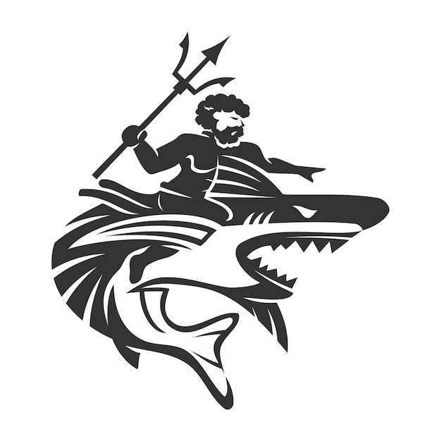 Poseidon Shark Icon Illustration Brand Identity