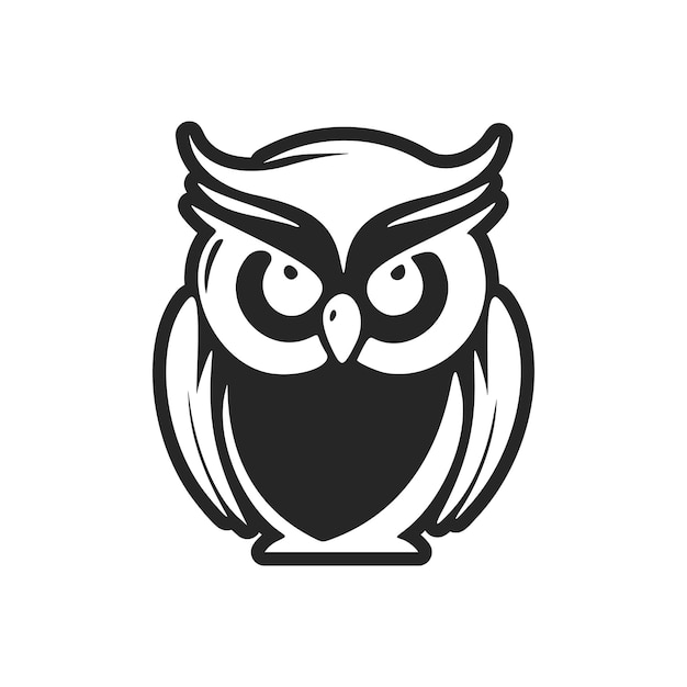 Positive and cute black and white owl logo