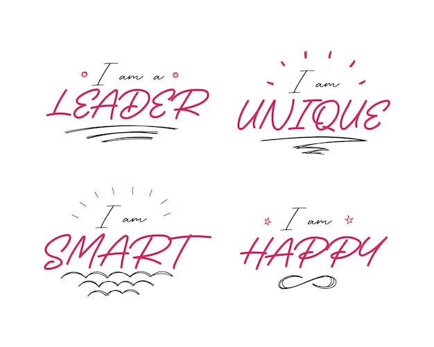 Positive lettering phrase set Simple design and easy edit