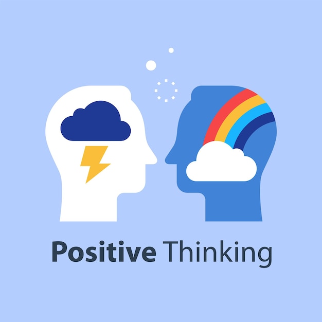 Positive or negative thinking illustration