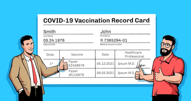 Positive people with vaccination card