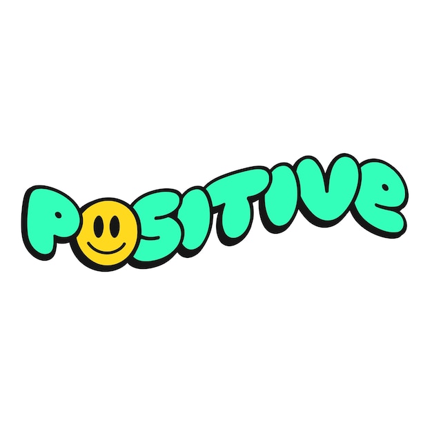 Positive print for tshirt concept Vector hand drawn doodle line cartoon illustration Positivesmile emoji face print for tshirt posterstickercoverbadge concept