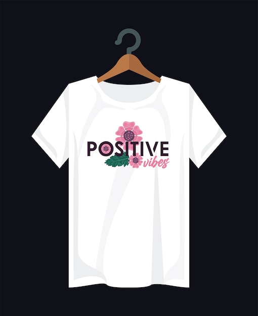 Positive shirt print wear with flowers in clothespin illustration design