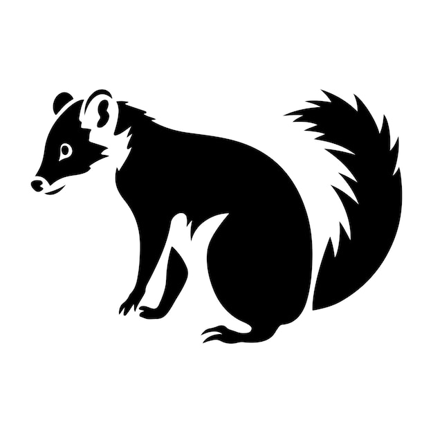 Possum silhouette black white vector illustration