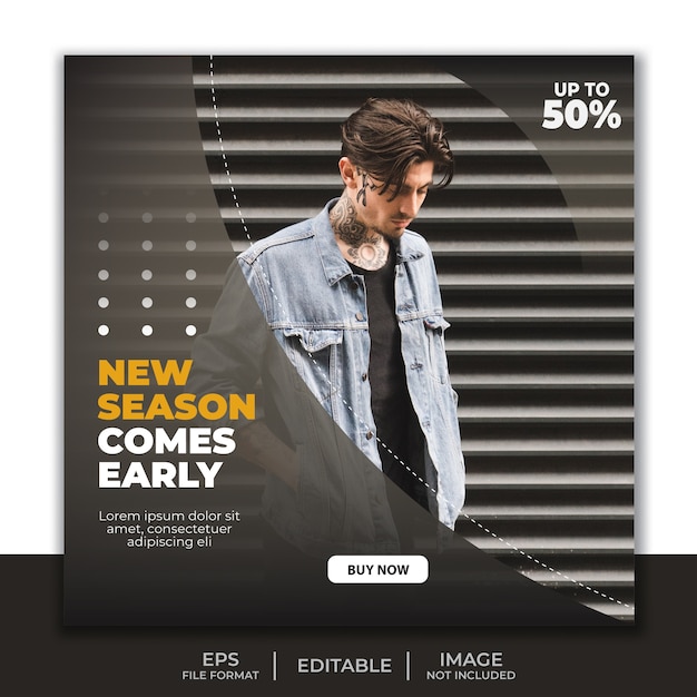 post banner social media template, simple man fashion design