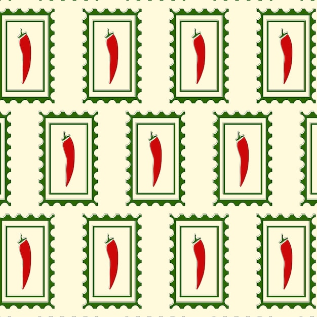 postage stamp chili wallpaper seamless pattern