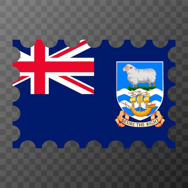 Postage stamp with Falkland Islands flag Vector illustration