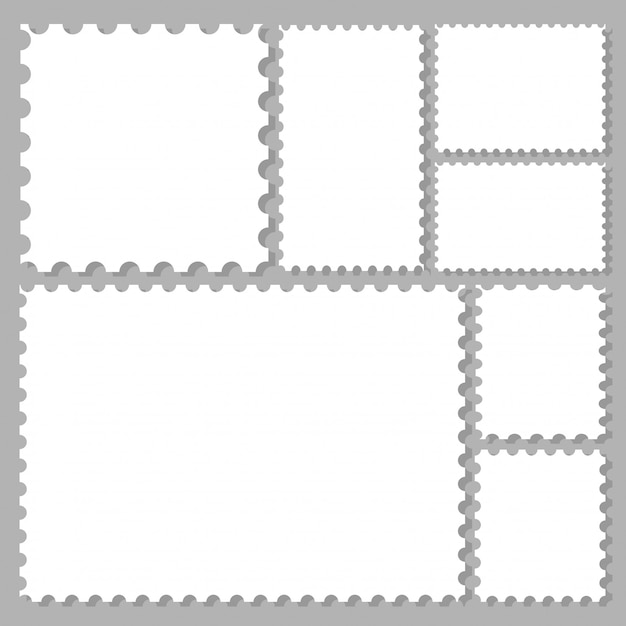 Postage stamps frames set for label, sticker, app, mockup post stamp and wallpaper.