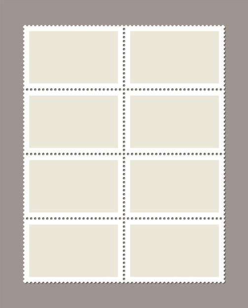 Postage stamps set includes collector post stamp template Empty sale coupons with perforated borders