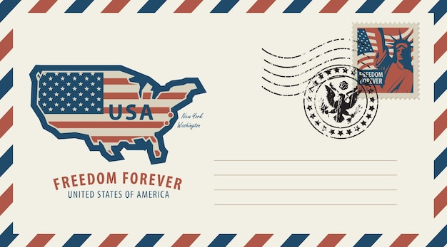 postal envelope with usa map