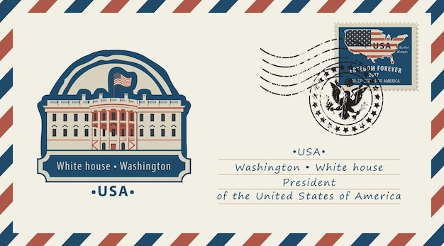 postal envelope with usa white house