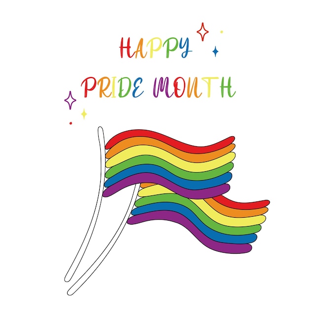 Vector postcard for pride month lgbtq community symbol freedom flag