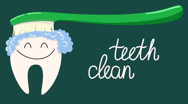 A postcard with a dental character who cleans a toothbrush with paste