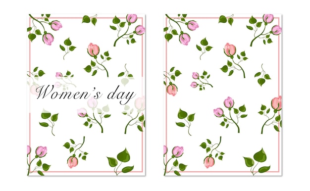 Postcard for Women's Day with roses in watercolor style Vector graphics