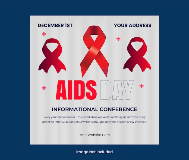 poster for aids day in a circle with a blue background