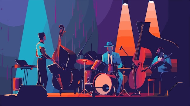 Vector a poster of a band with a man playing drums and a drum kit