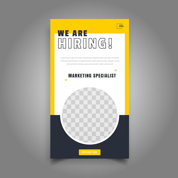 Vector a poster banner that says we are hiring on it