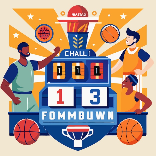 a poster of a basketball game with the number 1 on it