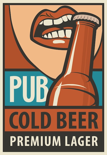 poster for beer pub in retro style