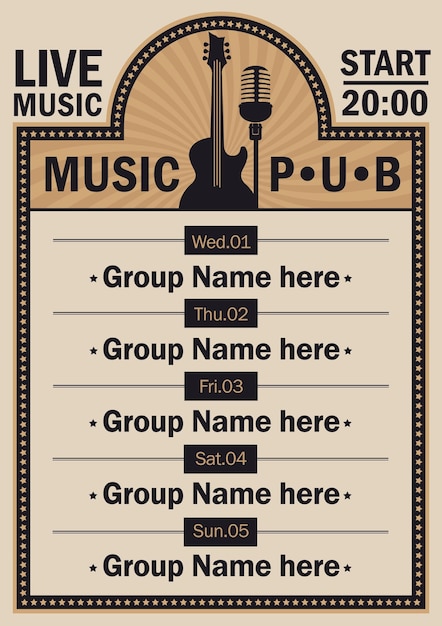 Poster for the beer pub with live music