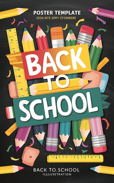 a poster of a book with a green ribbon that says back to school