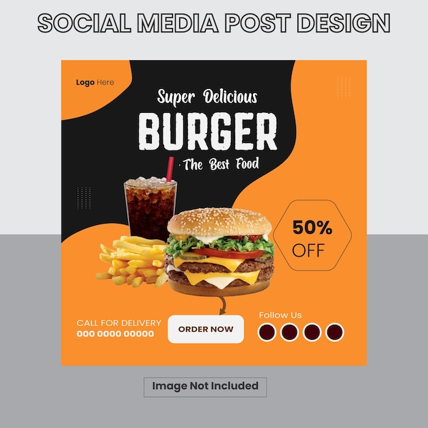 A poster for a burger that says super delicious burger.