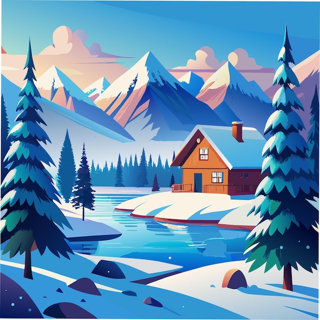 a poster for a cabin with a cabin in the background