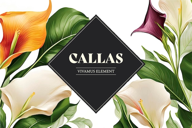 A poster for callas with a black square and a flower on the bottom.