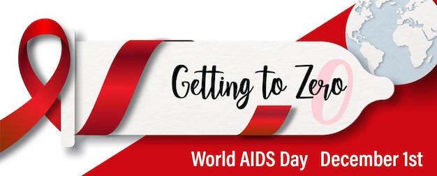 Poster campaign of world AIDS day in paper cut style and banner vector design