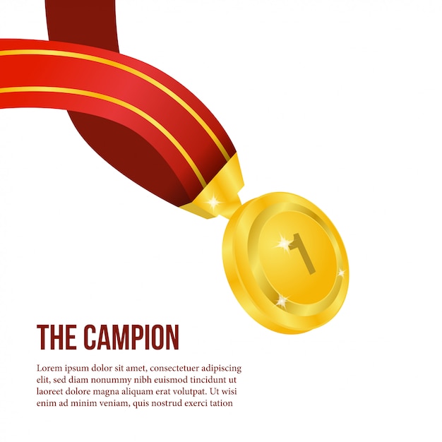 poster champion with realistic golden medal