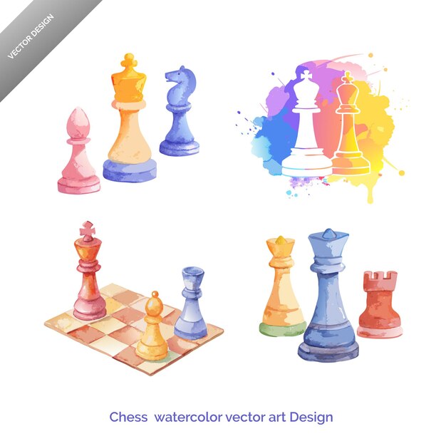 Vector a poster of chess pieces with the words chess board on it