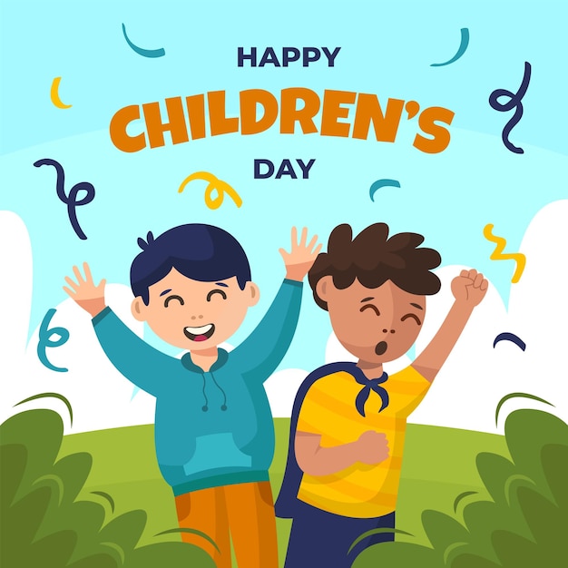 A poster for children's day with the words happy children's day.