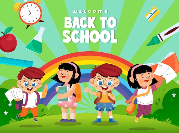 a poster for the children with the words back to school written on it