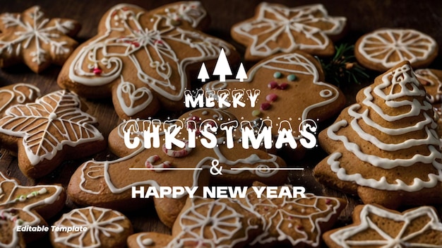 Vector a poster for christmas cookies with the words merry christmas and new year