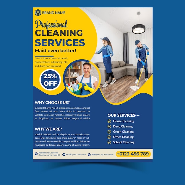 Vector a poster for clean service is displayed on a blue background