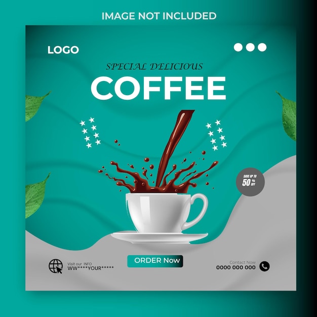 a poster for coffee with a picture of a cup of coffee