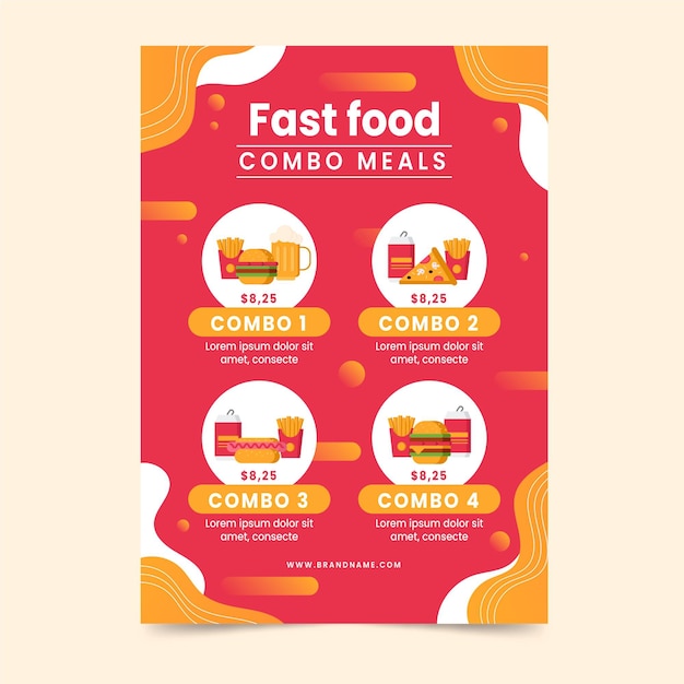 Poster for combo meals