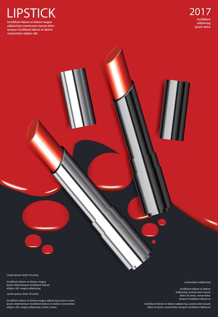 Vector poster cosmetic lipstick illustration