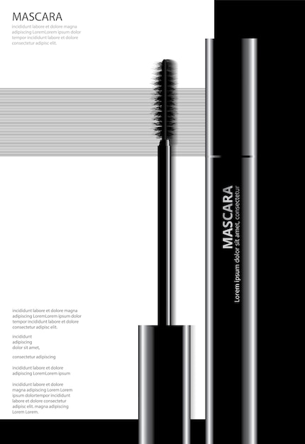 Poster Cosmetic Mascara with Packaging Vector Illustration