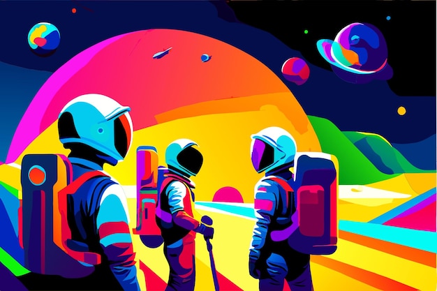 Vector a poster of a couple of astronauts with their helmets on