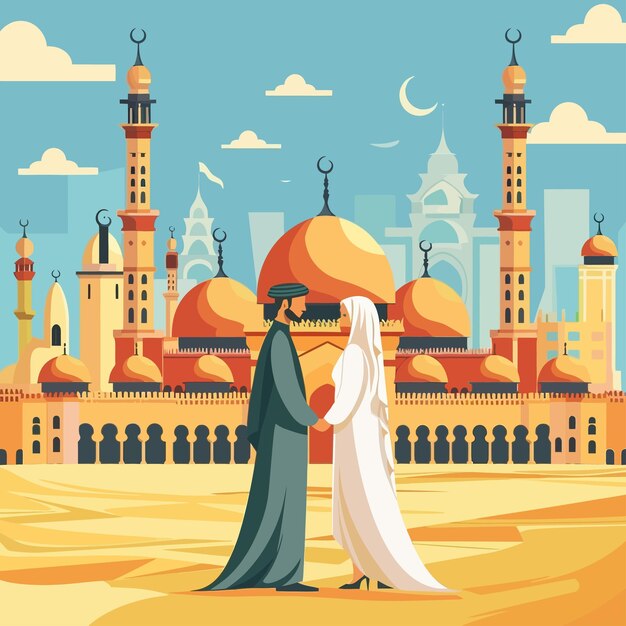 Vector a poster of a couple in front of a mosque with the words quot the word quot on it