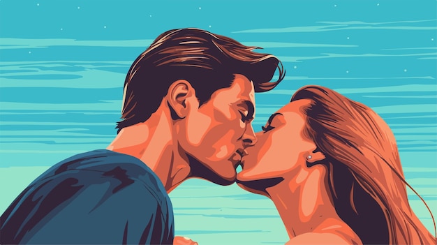 Vector a poster for a couple kissing with the words love on it