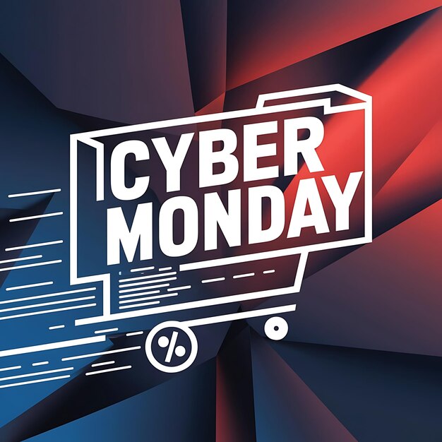 Vector a poster for cyber monday on the top of a blue and red background