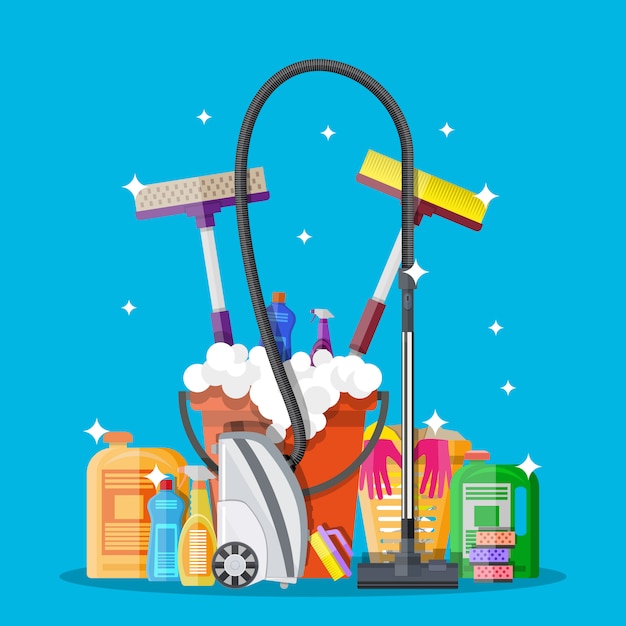 Vector poster design for cleaning service and supplies