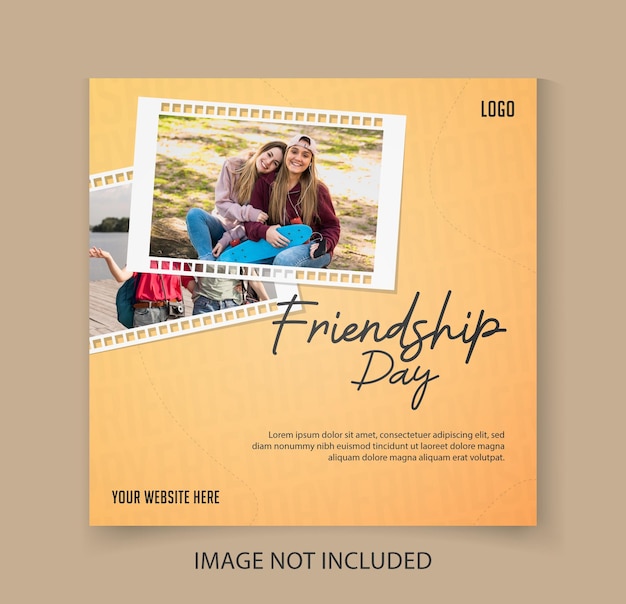 poster design for Friendship Day with picture frames for social media post