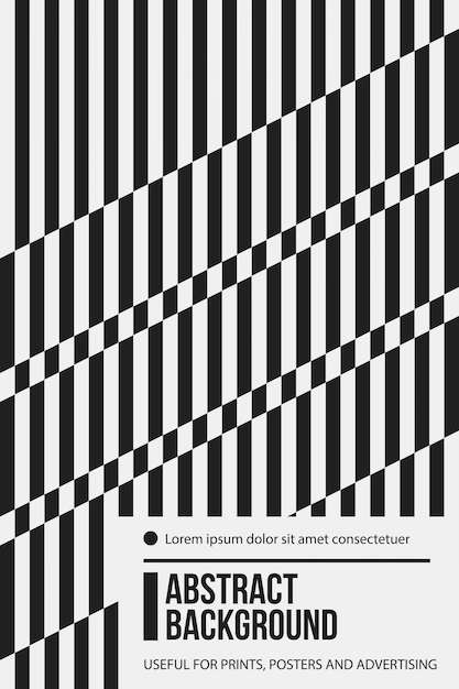 Poster design template with geometric lines in black and white style.