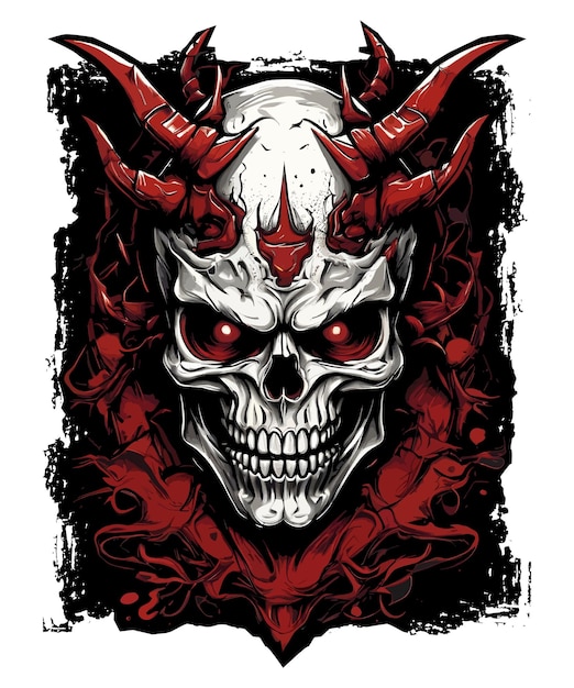 a poster for a devil with horns and horns tshirt design