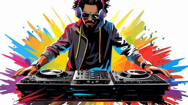 Vector a poster of a dj with a mans headphones on it