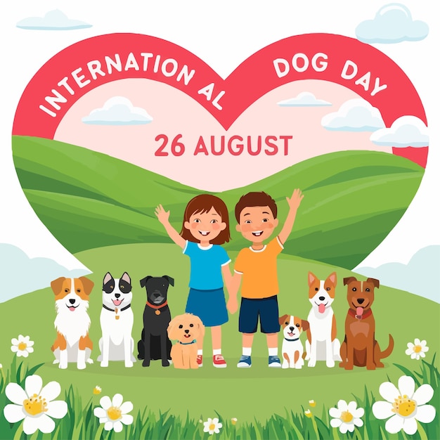 Vector a poster for a dog day with a heart that says international dog day