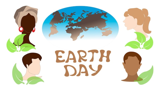 A poster for earth day with a picture of people and the words earth day